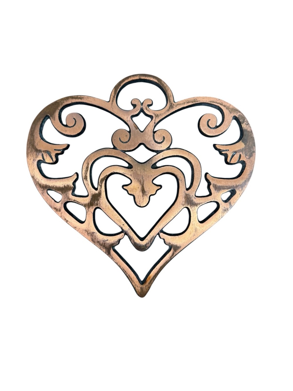 Pampered Chef Round-Up from the Heart 2007 Trivet Cast Iron Copper Colored